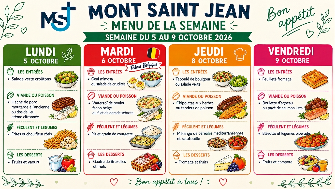 Menu de la semaine maternelle, primaire et collège